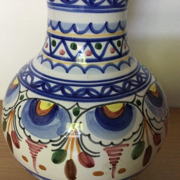 De La Cal Barreira Puente ceramic vase hand painted Spain 8" - Picture 4 of 5
